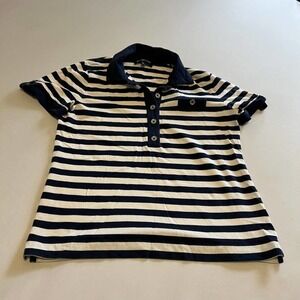 Jones New York Signature Blue white striped polo top XL